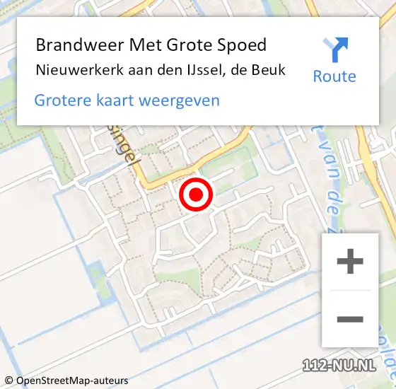 Locatie op kaart van de 112 melding: Brandweer Met Grote Spoed Naar Nieuwerkerk aan den IJssel, de Beuk op 5 augustus 2022 16:09