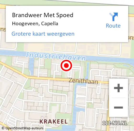 Locatie op kaart van de 112 melding: Brandweer Met Spoed Naar Hoogeveen, Capella op 5 augustus 2022 16:10