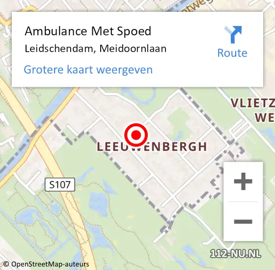 Locatie op kaart van de 112 melding: Ambulance Met Spoed Naar Leidschendam, Meidoornlaan op 5 augustus 2022 16:17