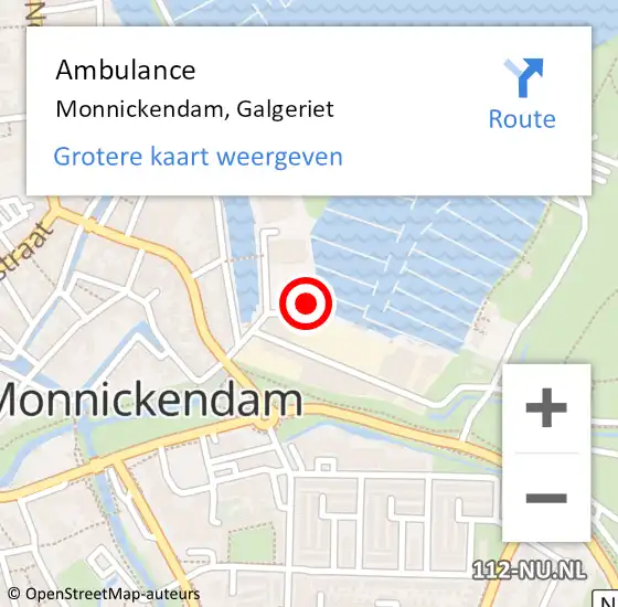 Locatie op kaart van de 112 melding: Ambulance Monnickendam, Galgeriet op 5 augustus 2022 16:21