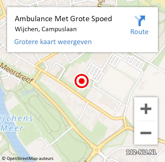 Locatie op kaart van de 112 melding: Ambulance Met Grote Spoed Naar Wijchen, Campuslaan op 5 augustus 2022 16:35