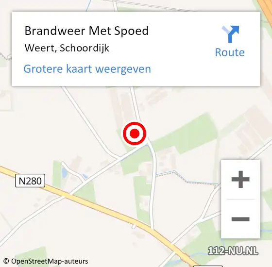 Locatie op kaart van de 112 melding: Brandweer Met Spoed Naar Weert, Schoordijk op 5 augustus 2022 16:38