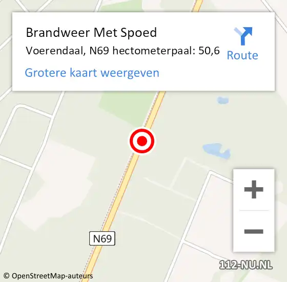 Locatie op kaart van de 112 melding: Brandweer Met Spoed Naar Voerendaal, N69 hectometerpaal: 50,6 op 5 augustus 2022 16:42