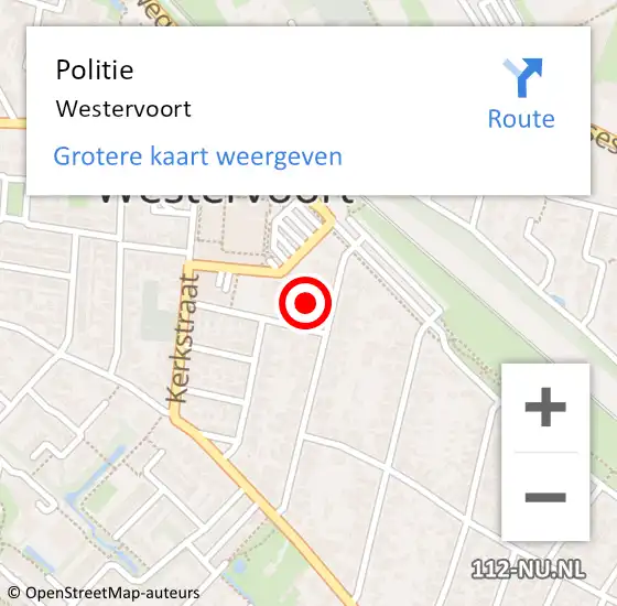 Locatie op kaart van de 112 melding: Politie Westervoort op 5 augustus 2022 16:58