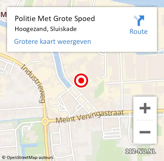 Locatie op kaart van de 112 melding: Politie Met Grote Spoed Naar Hoogezand, Sluiskade op 5 augustus 2022 17:34
