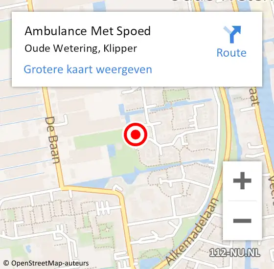 Locatie op kaart van de 112 melding: Ambulance Met Spoed Naar Oude Wetering, Klipper op 5 augustus 2022 18:00