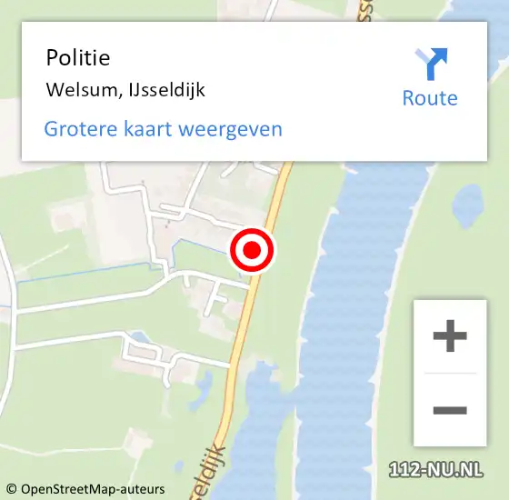 Locatie op kaart van de 112 melding: Politie Welsum, IJsseldijk op 5 augustus 2022 18:05