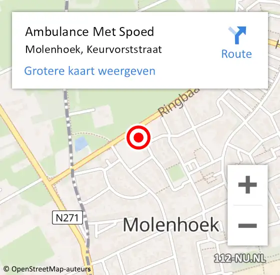 Locatie op kaart van de 112 melding: Ambulance Met Spoed Naar Molenhoek, Keurvorststraat op 5 augustus 2022 18:18