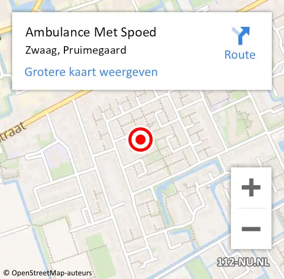 Locatie op kaart van de 112 melding: Ambulance Met Spoed Naar Zwaag, Pruimegaard op 5 augustus 2022 18:19