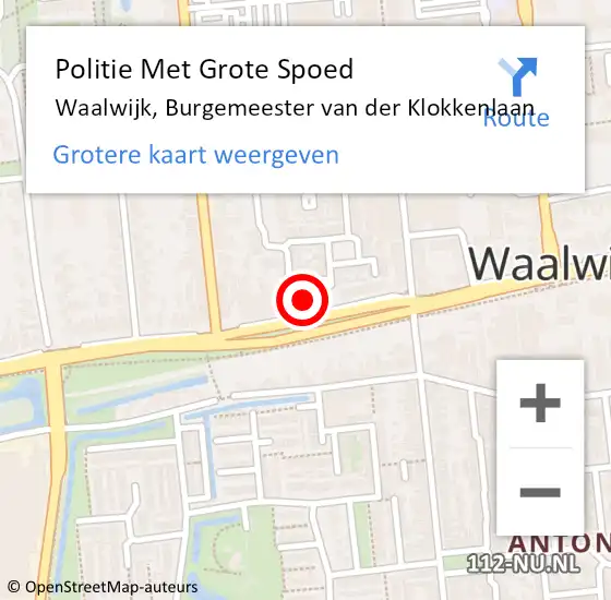 Locatie op kaart van de 112 melding: Politie Met Grote Spoed Naar Waalwijk, Burgemeester van der Klokkenlaan op 5 augustus 2022 18:27