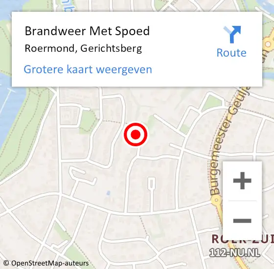 Locatie op kaart van de 112 melding: Brandweer Met Spoed Naar Roermond, Gerichtsberg op 5 augustus 2022 18:38