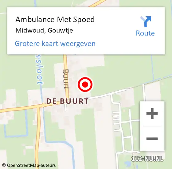 Locatie op kaart van de 112 melding: Ambulance Met Spoed Naar Midwoud, Gouwtje op 5 augustus 2022 18:45