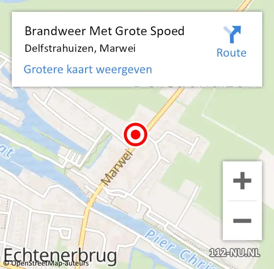 Locatie op kaart van de 112 melding: Brandweer Met Grote Spoed Naar Delfstrahuizen, Marwei op 5 augustus 2022 19:01