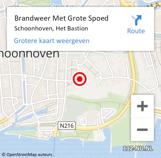 Locatie op kaart van de 112 melding: Brandweer Met Grote Spoed Naar Schoonhoven, Het Bastion op 5 augustus 2022 19:04