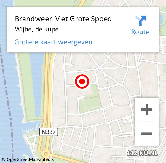 Locatie op kaart van de 112 melding: Brandweer Met Grote Spoed Naar Wijhe, de Kupe op 5 augustus 2022 19:20