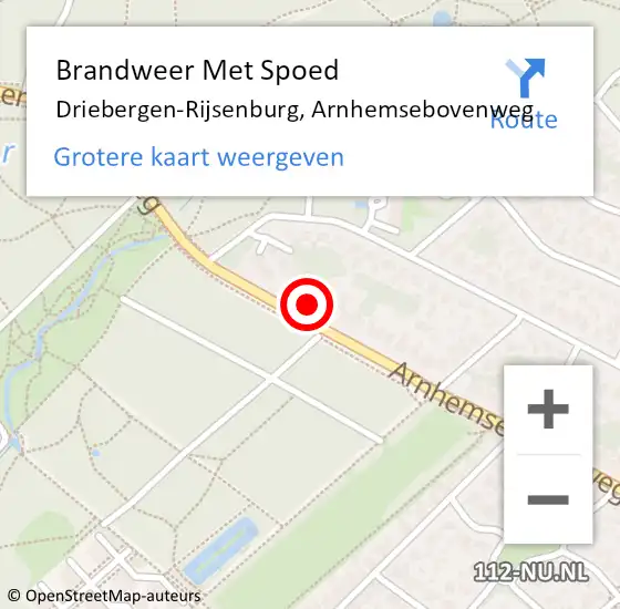 Locatie op kaart van de 112 melding: Brandweer Met Spoed Naar Driebergen-Rijsenburg, Arnhemsebovenweg op 5 augustus 2022 19:37