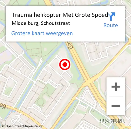 Locatie op kaart van de 112 melding: Trauma helikopter Met Grote Spoed Naar Middelburg, Schoutstraat op 5 augustus 2022 20:07