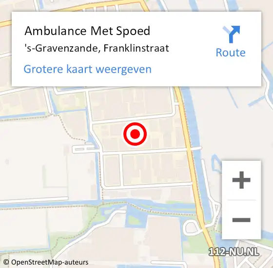 Locatie op kaart van de 112 melding: Ambulance Met Spoed Naar 's-Gravenzande, Franklinstraat op 5 augustus 2022 20:08