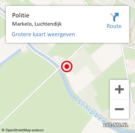 Locatie op kaart van de 112 melding: Politie Markelo, Luchtendijk op 5 augustus 2022 20:15