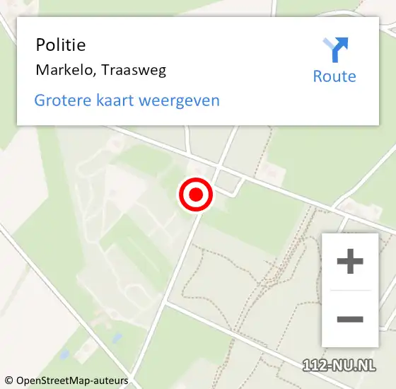 Locatie op kaart van de 112 melding: Politie Markelo, Traasweg op 5 augustus 2022 20:16