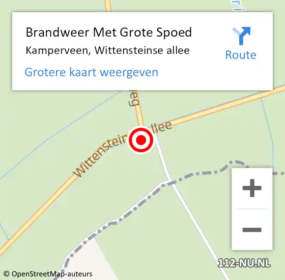 Locatie op kaart van de 112 melding: Brandweer Met Grote Spoed Naar Kamperveen, Wittensteinse allee op 25 juli 2014 12:55