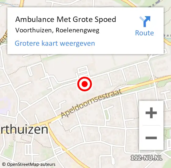 Locatie op kaart van de 112 melding: Ambulance Met Grote Spoed Naar Voorthuizen, Roelenengweg op 5 augustus 2022 20:58