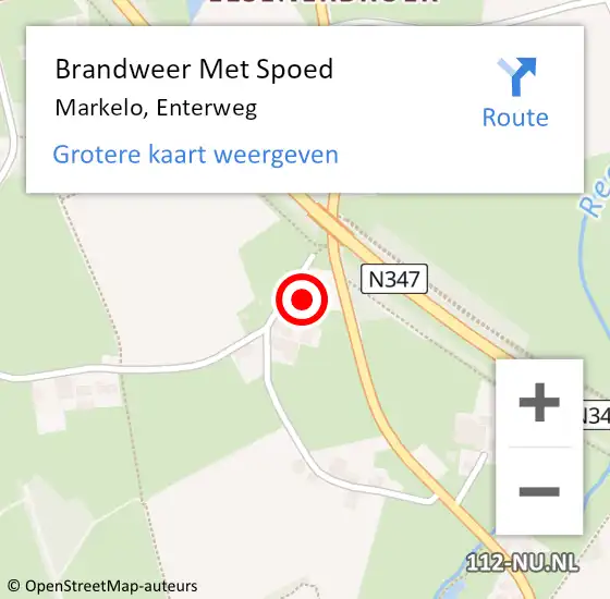 Locatie op kaart van de 112 melding: Brandweer Met Spoed Naar Markelo, Enterweg op 5 augustus 2022 21:04