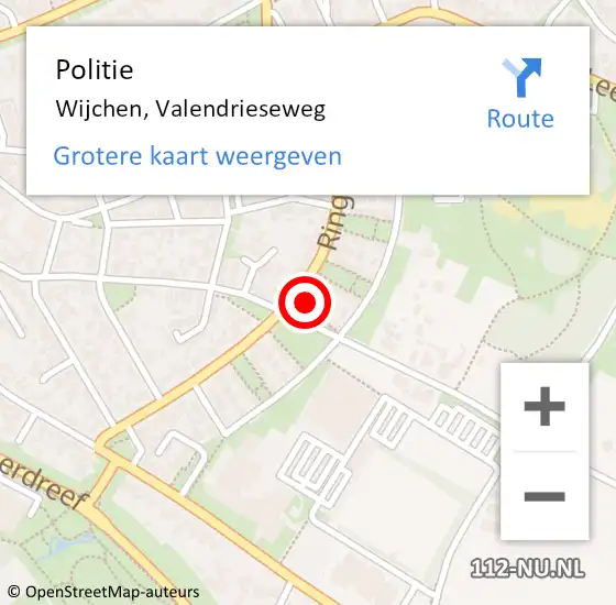 Locatie op kaart van de 112 melding: Politie Wijchen, Valendrieseweg op 5 augustus 2022 21:12