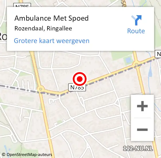 Locatie op kaart van de 112 melding: Ambulance Met Spoed Naar Rozendaal, Ringallee op 5 augustus 2022 21:58