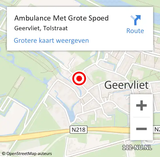 Locatie op kaart van de 112 melding: Ambulance Met Grote Spoed Naar Geervliet, Tolstraat op 5 augustus 2022 22:12