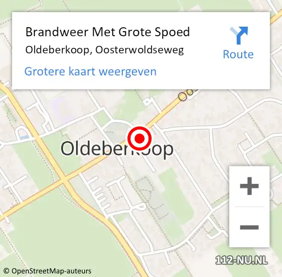 Locatie op kaart van de 112 melding: Brandweer Met Grote Spoed Naar Oldeberkoop, Oosterwoldseweg op 5 augustus 2022 22:30