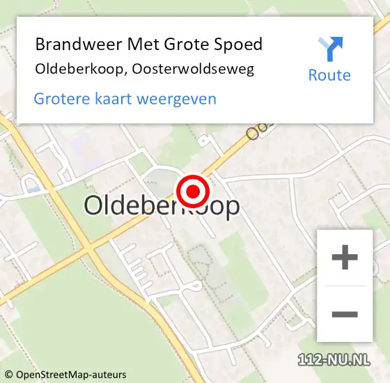 Locatie op kaart van de 112 melding: Brandweer Met Grote Spoed Naar Oldeberkoop, Oosterwoldseweg op 5 augustus 2022 22:31