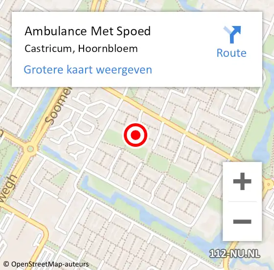 Locatie op kaart van de 112 melding: Ambulance Met Spoed Naar Castricum, Hoornbloem op 5 augustus 2022 23:22