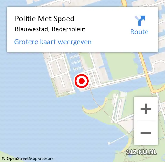 Locatie op kaart van de 112 melding: Politie Met Spoed Naar Blauwestad, Redersplein op 5 augustus 2022 23:36