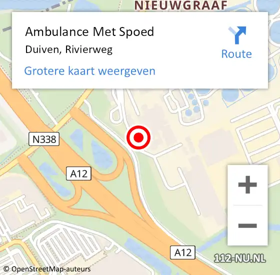 Locatie op kaart van de 112 melding: Ambulance Met Spoed Naar Duiven, Rivierweg op 5 augustus 2022 23:46