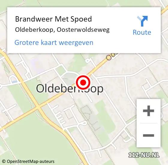 Locatie op kaart van de 112 melding: Brandweer Met Spoed Naar Oldeberkoop, Oosterwoldseweg op 5 augustus 2022 23:53