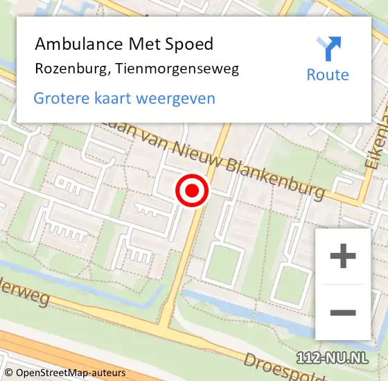 Locatie op kaart van de 112 melding: Ambulance Met Spoed Naar Rozenburg, Tienmorgenseweg op 5 augustus 2022 23:57