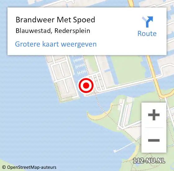 Locatie op kaart van de 112 melding: Brandweer Met Spoed Naar Blauwestad, Redersplein op 6 augustus 2022 00:01