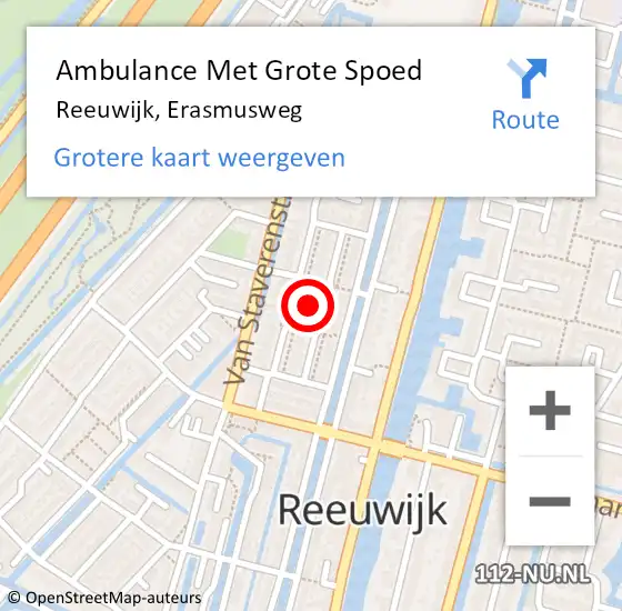 Locatie op kaart van de 112 melding: Ambulance Met Grote Spoed Naar Reeuwijk, Erasmusweg op 6 augustus 2022 00:03