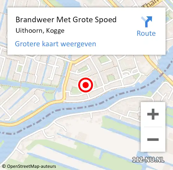 Locatie op kaart van de 112 melding: Brandweer Met Grote Spoed Naar Uithoorn, Kogge op 6 augustus 2022 00:05