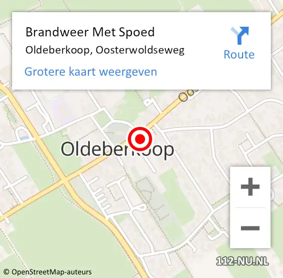 Locatie op kaart van de 112 melding: Brandweer Met Spoed Naar Oldeberkoop, Oosterwoldseweg op 6 augustus 2022 00:42