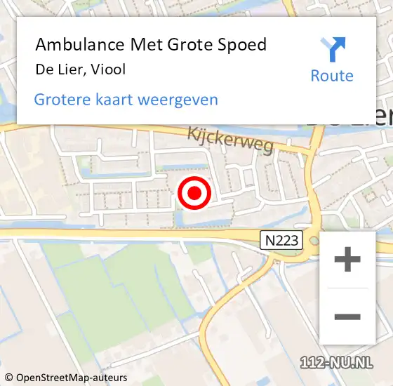 Locatie op kaart van de 112 melding: Ambulance Met Grote Spoed Naar De Lier, Viool op 6 augustus 2022 00:59