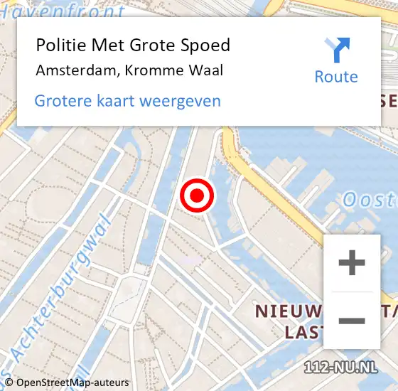 Locatie op kaart van de 112 melding: Politie Met Grote Spoed Naar Amsterdam, Kromme Waal op 6 augustus 2022 01:24