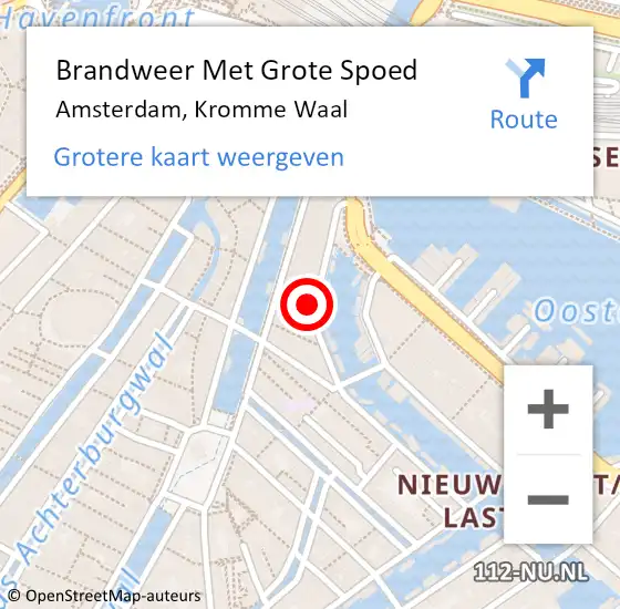 Locatie op kaart van de 112 melding: Brandweer Met Grote Spoed Naar Amsterdam, Kromme Waal op 6 augustus 2022 01:25