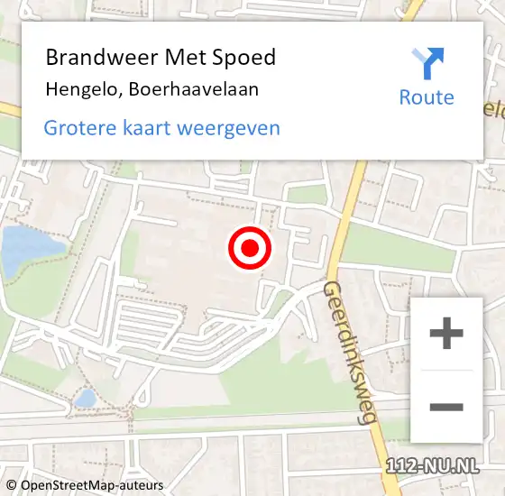 Locatie op kaart van de 112 melding: Brandweer Met Spoed Naar Hengelo, Boerhaavelaan op 6 augustus 2022 01:47
