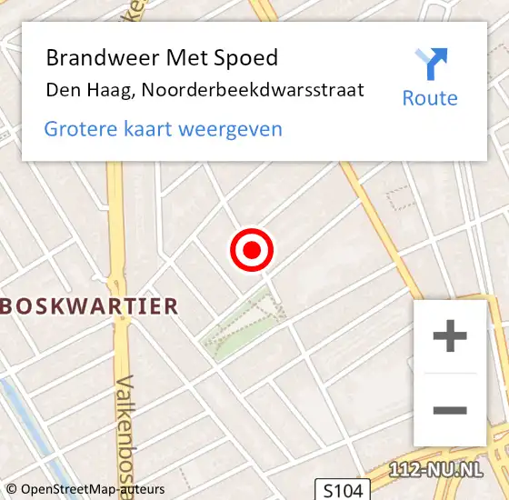 Locatie op kaart van de 112 melding: Brandweer Met Spoed Naar Den Haag, Noorderbeekdwarsstraat op 6 augustus 2022 02:27