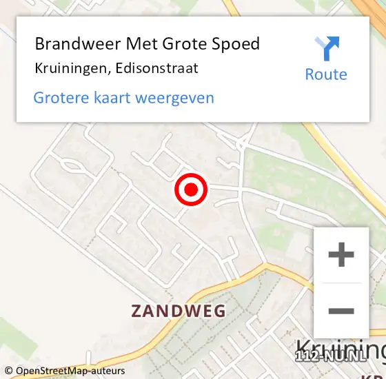 Locatie op kaart van de 112 melding: Brandweer Met Grote Spoed Naar Kruiningen, Edisonstraat op 6 augustus 2022 02:52