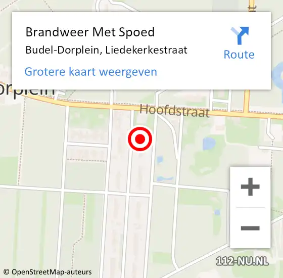 Locatie op kaart van de 112 melding: Brandweer Met Spoed Naar Budel-Dorplein, Liedekerkestraat op 6 augustus 2022 02:57