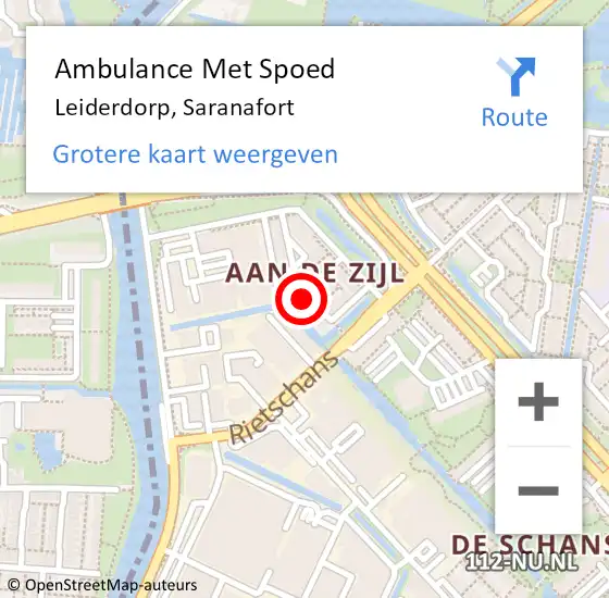 Locatie op kaart van de 112 melding: Ambulance Met Spoed Naar Leiderdorp, Saranafort op 6 augustus 2022 03:35