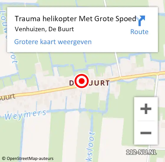 Locatie op kaart van de 112 melding: Trauma helikopter Met Grote Spoed Naar Venhuizen, De Buurt op 6 augustus 2022 03:40